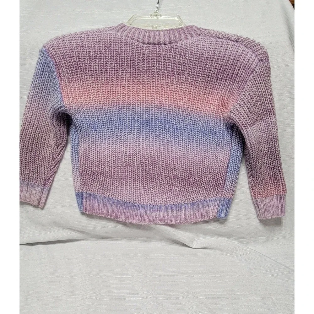 Cat & Jack Girls Purple Pink Ombre Space Dye Open Front Cardigan Sweater 3T